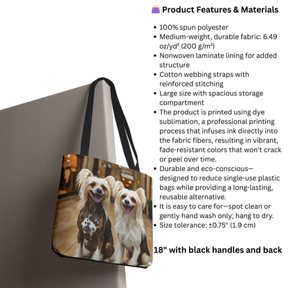 Chinese Crested Tote Bag | Dog Lover Gift | Elegant Reusable Bag with Chinese Crested Art