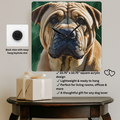 Chinese Shar-Pei Wall Clock | Dog Lover Gift | Decorative Acrylic Clock with Shar-Pei Dog Art