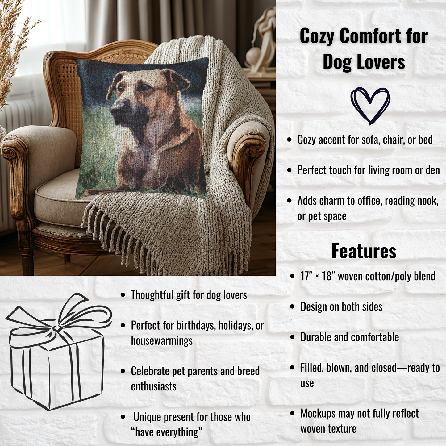 Chinook Woven Decorative Pillow – Dog Lover Home Décor Gift