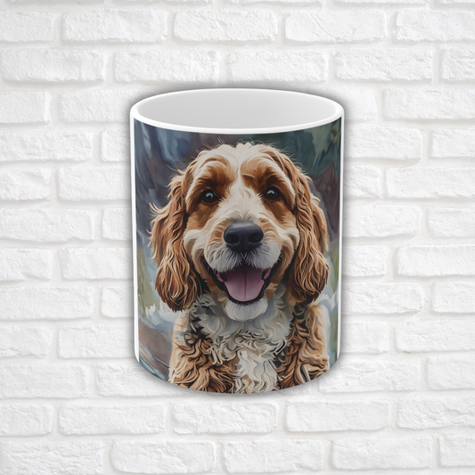 Cockapoo Coffee Mug – 11 oz Ceramic Dog Lover Gift with Cocker Spaniel & Poodle Watercolor Art