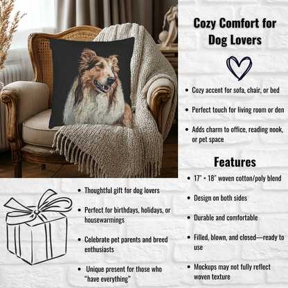Collie Woven Decorative Pillow – Dog Lover Home Décor Gift