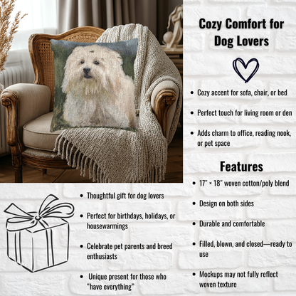Coton de Tulear Woven Decorative Pillow – Dog Lover Home Décor Gift