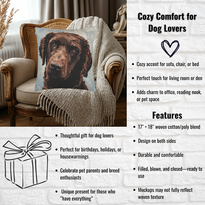 Curly-Coated Retriever Woven Decorative Pillow – Dog Lover Home Décor Gift