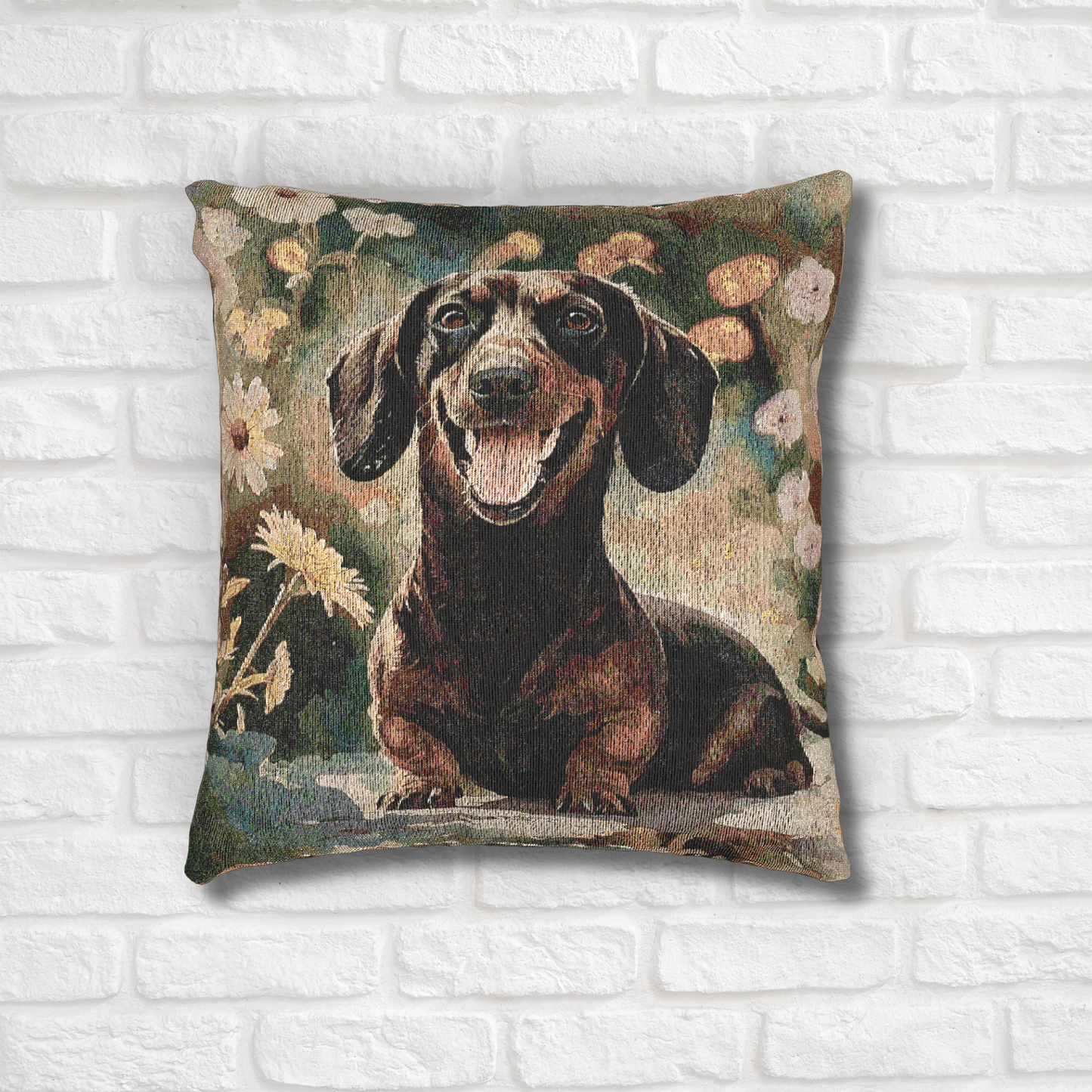 Dachshund Woven Pillow | Charming Dog Lover Home Décor | Heirloom-Quality Tapestry Cushion