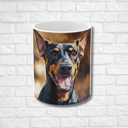 Doberman Pinscher Coffee Mug – Watercolor Dog Headshot | Gift for Dog Lovers