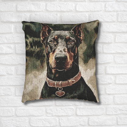 Doberman Woven Pillow | Elegant Dog Lover Home Décor | Heirloom-Quality Tapestry Cushion