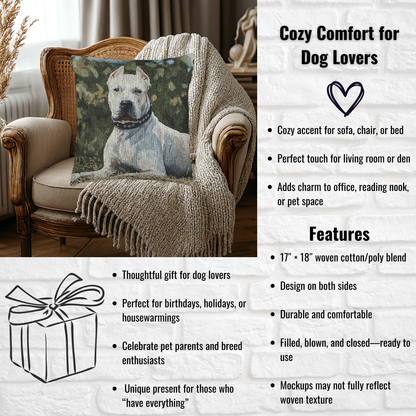 Dogo Argentino Woven Pillow | Elegant Dog Lover Home Décor | Heirloom-Quality Tapestry Cushion