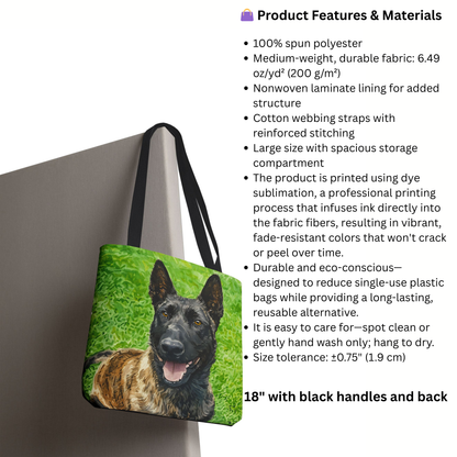 Dutch Shepherd Tote Bag – Stylish Reusable Bag with Elegant Watercolor Dutch Shepherd Art