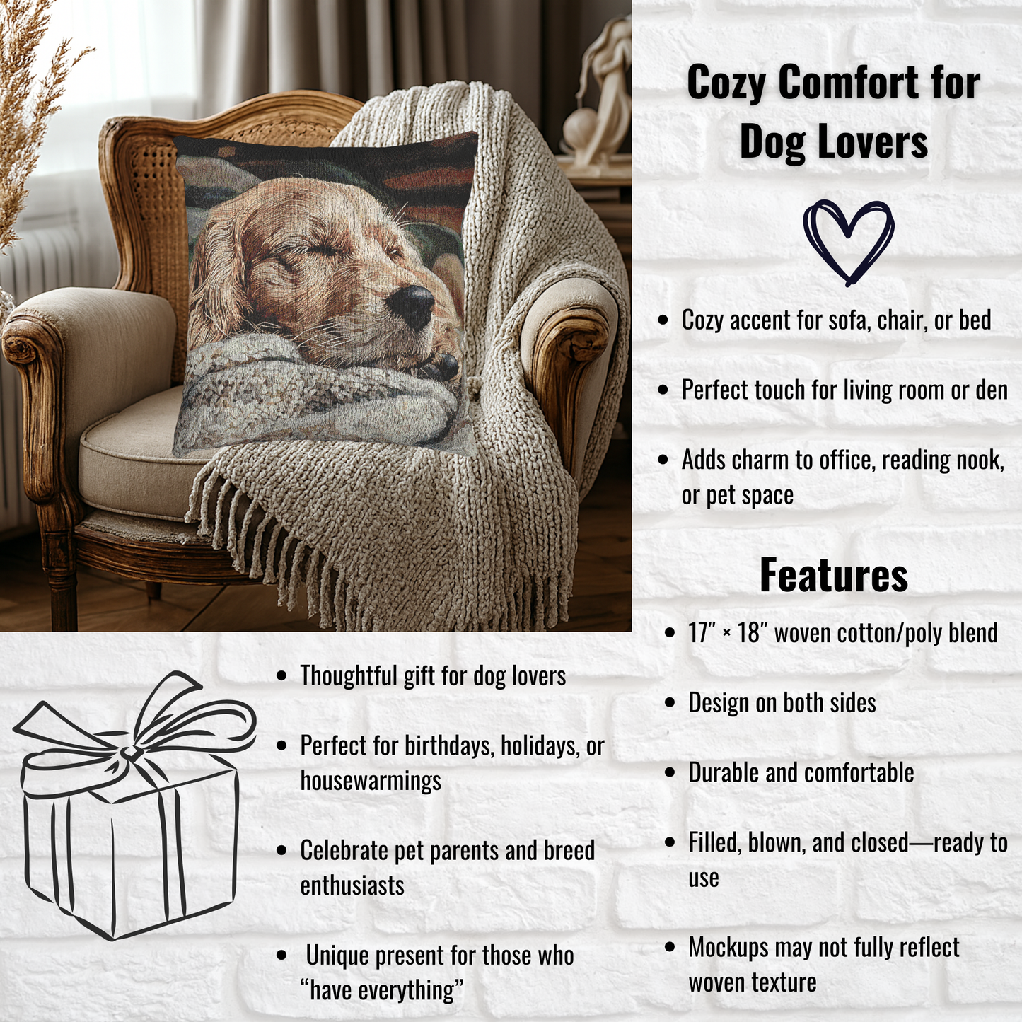 English Cocker Spaniel Woven Pillow | Elegant Dog Lover Home Décor | Heirloom-Quality Tapestry Cushion