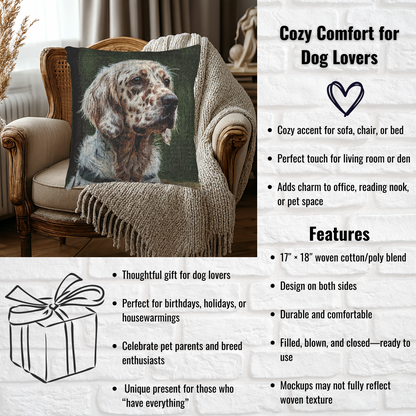 English Setter Woven Pillow – Watercolor Dog Lover Home Décor