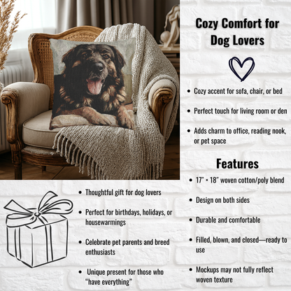 Estrela Mountain Dog Woven Pillow | Rare Dog Breed Home Décor | Decorative Tapestry Cushion