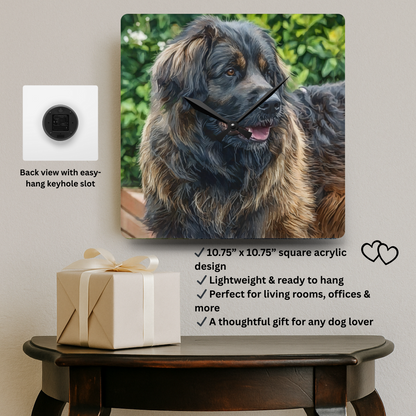 Estrela Mountain Dog Wall Clock – Majestic Watercolor Dog Art on Acrylic – Gift for Mountain Dog Lovers