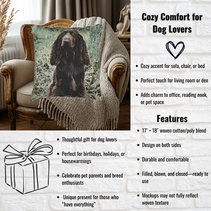 Field Spaniel Woven Pillow – Watercolor Dog Breed Home Décor