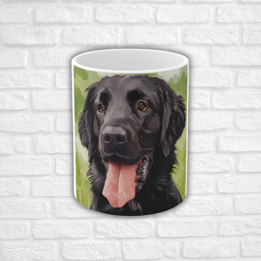 Flat-Coated Retriever Coffee Mug – Watercolor Dog Art Gift