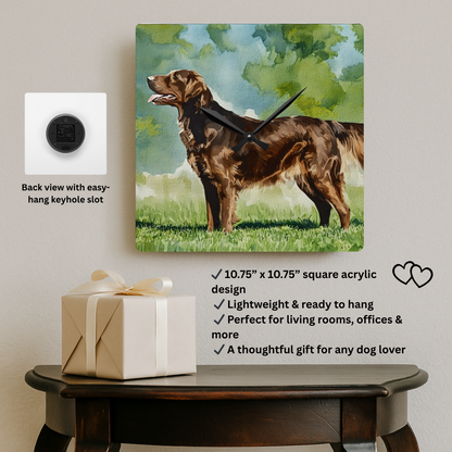 Flat-Coated Retriever Wall Clock – Watercolor Dog Art Home Décor