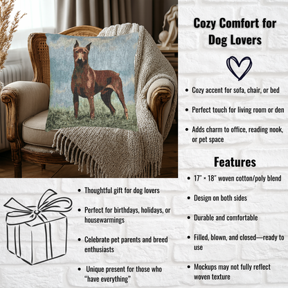 German Pinscher Woven Pillow – Watercolor Dog Lover Décor