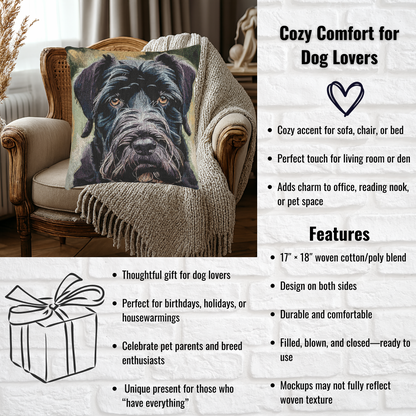 Giant Schnauzer Woven Pillow – Watercolor Dog Lover Décor
