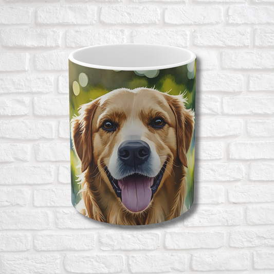 Golden Retriever Coffee Mug – Watercolor Dog Headshot | Gift for Dog Lovers