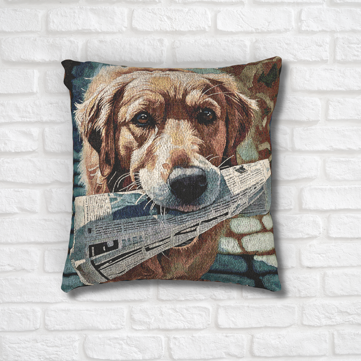 Golden Retriever Woven Pillow | Loving Dog Lover Home Décor | Heirloom-Quality Tapestry Cushion