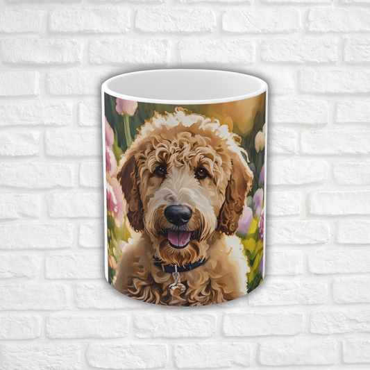 Goldendoodle Coffee Mug – 11 oz Ceramic Dog Lover Gift with Golden Retriever & Poodle Watercolor Art