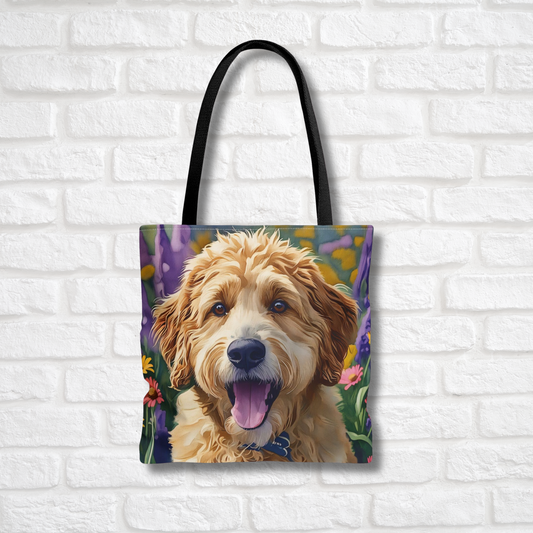 Goldendoodle Tote Bag - Stylish Reusable Bag with Golden Retriever & Poodle Watercolor Art