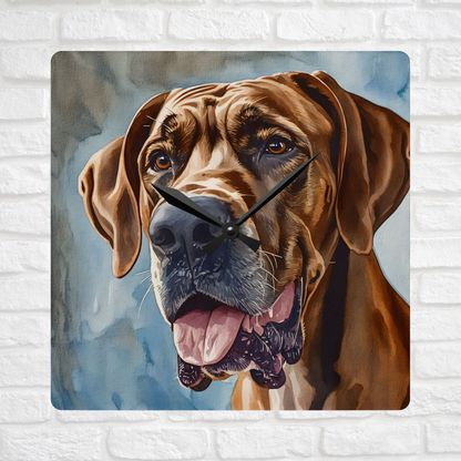 Great Dane Wall Clock – Watercolor Dog Art | 10.75” Square Acrylic Wall Décor