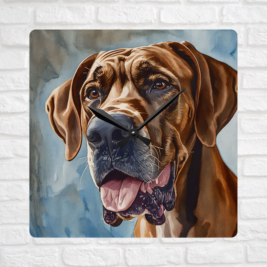Great Dane Wall Clock – Watercolor Dog Art | 10.75” Square Acrylic Wall Décor