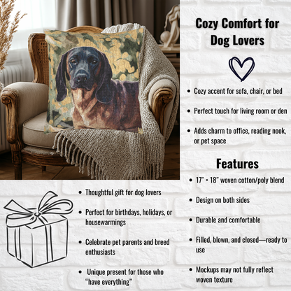 Hanoverian Scenthound Woven Pillow | 17″×18″ Rare Dog Lover Home Accent