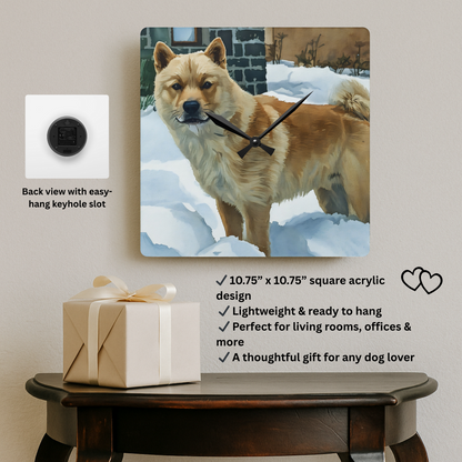 Hokkaido Dog Wall Clock | 10.75″ Acrylic Japanese Breed Home Décor