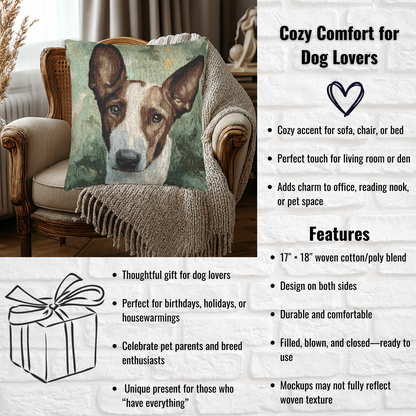 Ibizan Hound Woven Pillow | 17″×18″ Sleek Dog Lover Home Décor