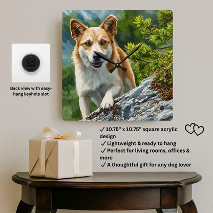 Icelandic Sheepdog Wall Clock | 10.75″ Acrylic Nordic Dog Lover Décor