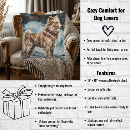 Icelandic Sheepdog Woven Pillow | 17″×18″ Nordic Dog Lover Home Décor
