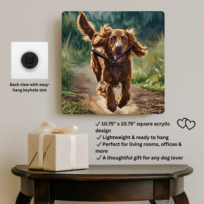 Irish Setter Wall Clock | Graceful 10.75″ Acrylic Red Dog Lover Décor