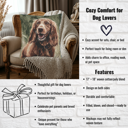 Irish Setter Woven Pillow | 17″×18″ Graceful Red Dog Lover Home Décor