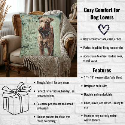 Irish Terrier Decorative Woven Pillow – 17" x 18" Dog Lover Home Décor