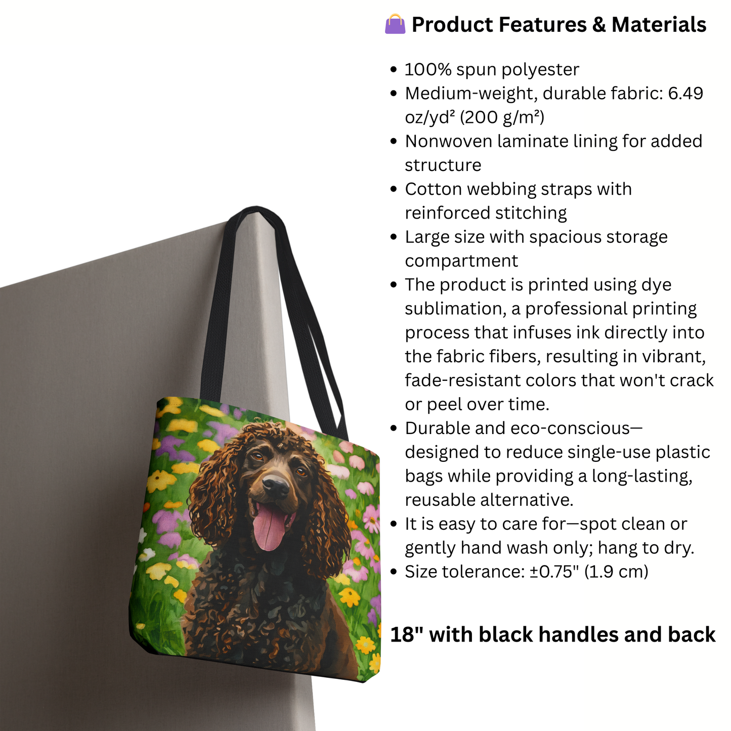 Irish Water Spaniel Tote Bag – Curly-Coated Dog Lover Gift