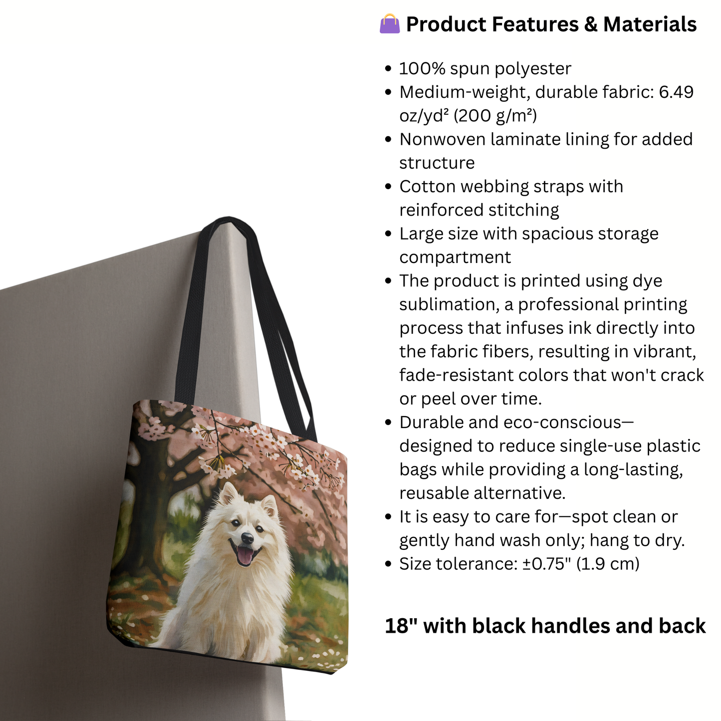 Japanese Spitz Tote Bag – Fluffy & Cheerful Dog Lover Gift