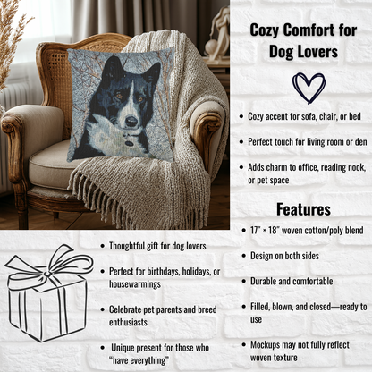 Karelian Bear Dog Decorative Woven Pillow – 17" x 18" Dog Lover Home Décor