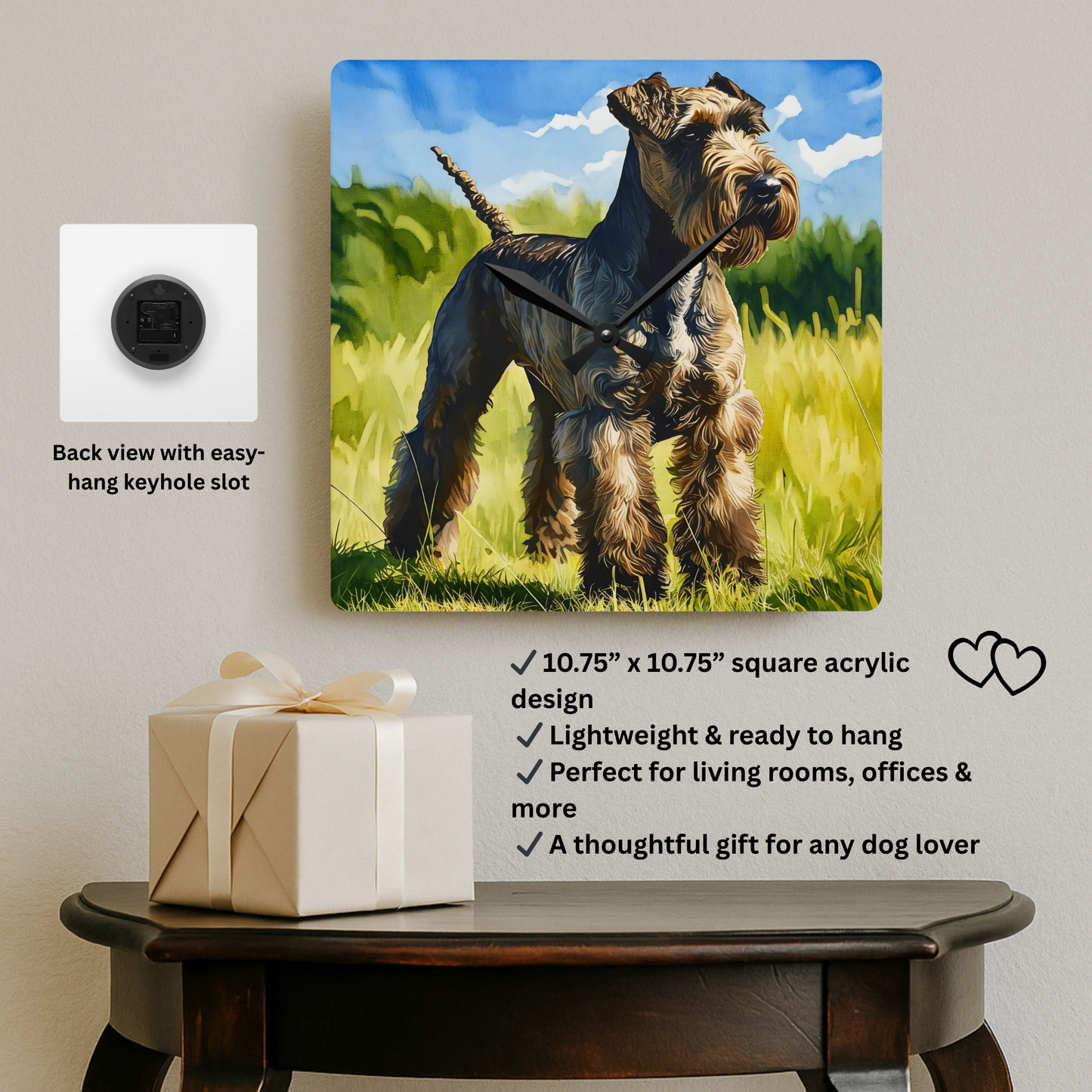 Kerry Blue Terrier Wall Clock | 10.75” Acrylic Dog Lover Gift
