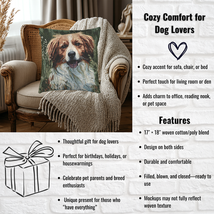Kooikerhonde Woven Pillow | 17x18 Rare Dog Breed Décor | Cotton/Poly Blend