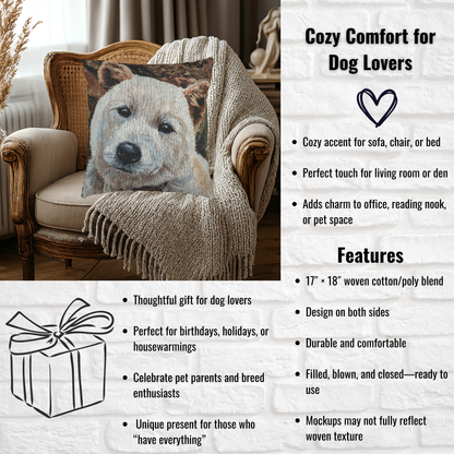 Korean Jindo Dog Woven Pillow | 17x18 Loyal Dog Breed Home Décor