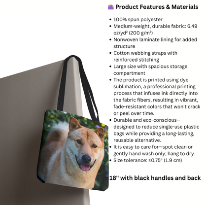 Korean Jindo Dog Tote Bag | Loyal Dog Lover Gift | Durable Reusable Bag