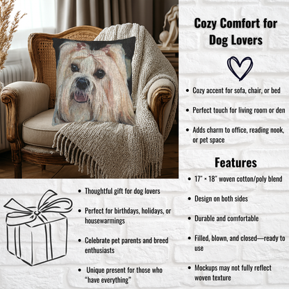 Lhasa Apso Woven Pillow | 17x18 Companion Dog Breed Home Décor