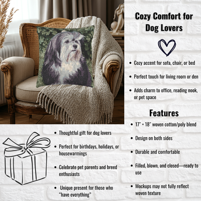 Löwchen Woven Pillow | 17x18 “Little Lion Dog” Decorative Home Accent
