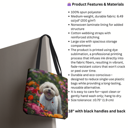 Maltese Tote Bag – Elegant Dog Lover Gift – Watercolor Maltese Art