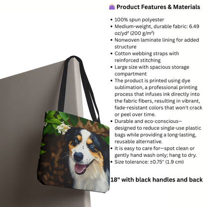 Miniature American Shepherd Tote Bag – Energetic Dog Lover Gift – Watercolor Mini American Shepherd Art