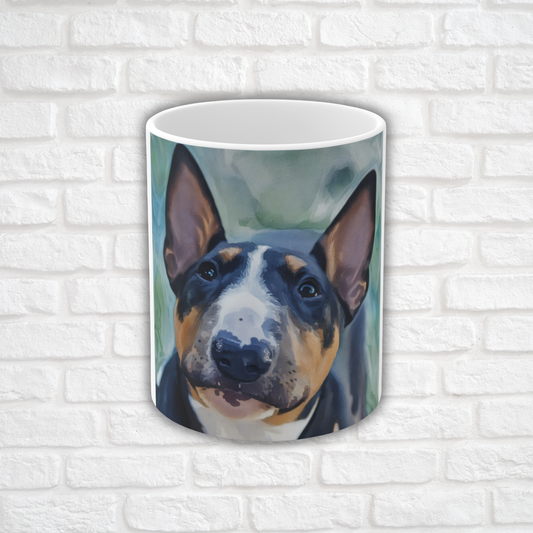 Miniature Bull Terrier Coffee Mug – Bold Dog Lover Gift – Watercolor Miniature Bull Terrier Art
