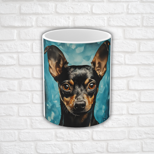 Miniature Pinscher Coffee Mug – Confident Dog Lover Gift – Watercolor Miniature Pinscher Art