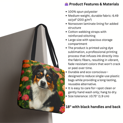 Miniature American Shepherd Tote Bag – Energetic Dog Lover Gift – Watercolor Mini American Shepherd Art