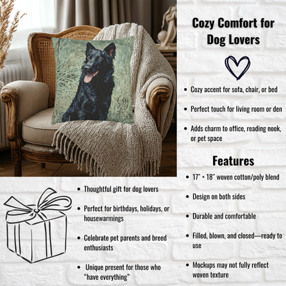 Mudi Decorative Pillow – Rare Herding Dog Home Accent – Woven 17"x18" Pillow